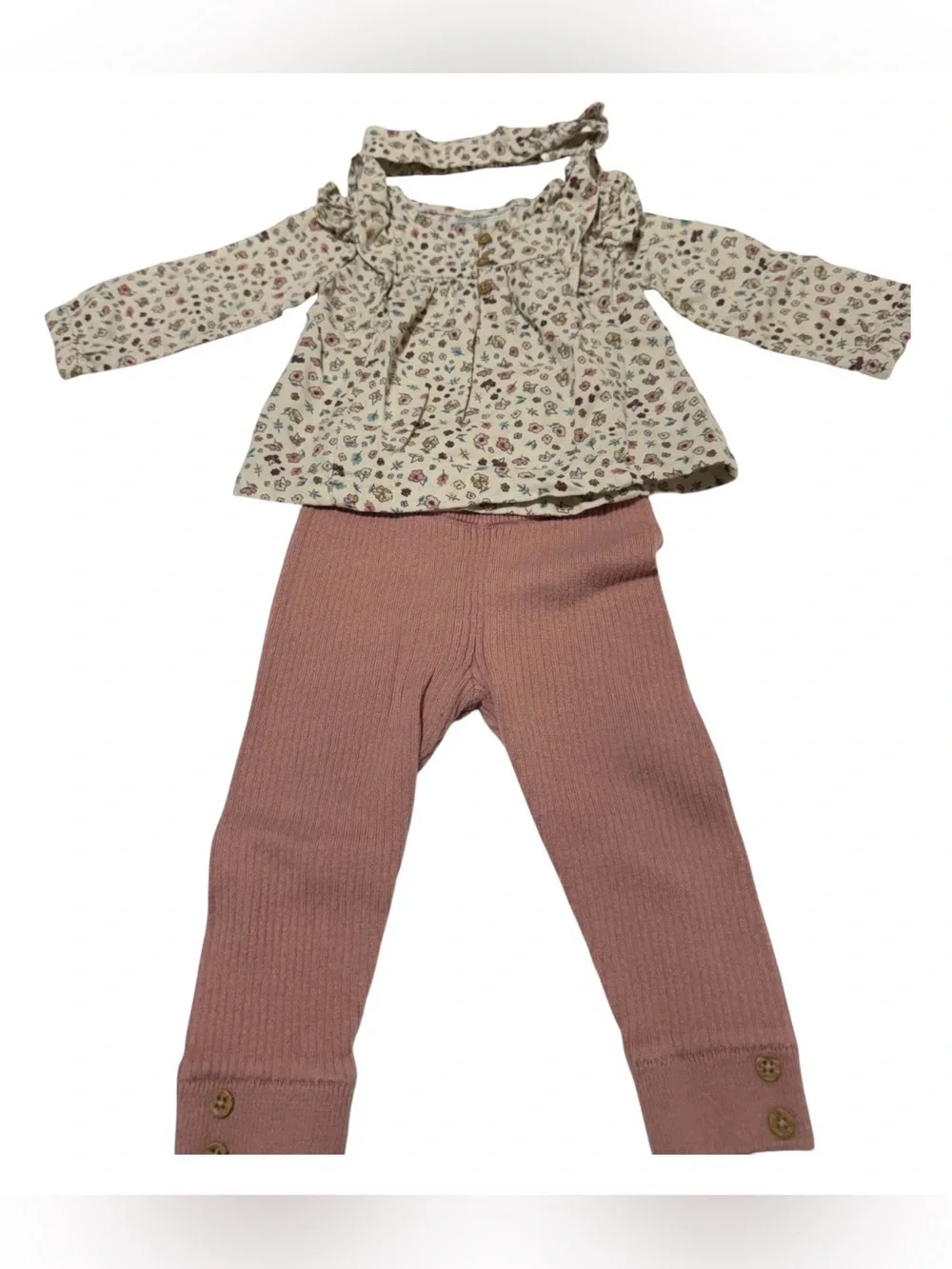 Carter’s Baby Girl 12M 2 outfit Bundle Pink Ballet Hoodie Floral Leggings 4pc